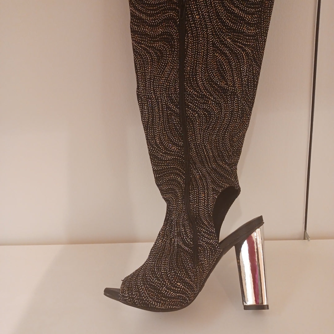 Open Toe Thigh High Boot