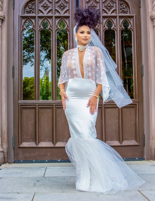 Wedding- Sexy cape sleeve wedding dress
